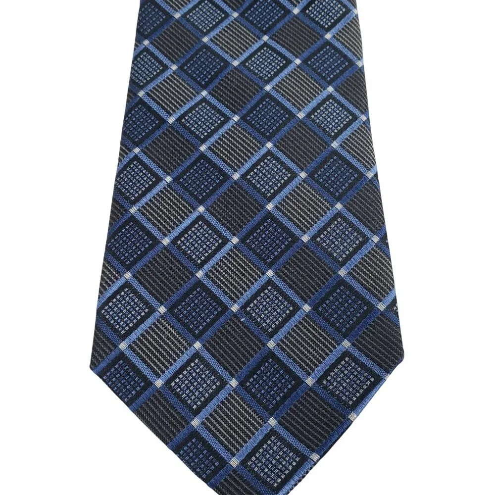 NEW Men's Wearhouse Pronto Uomo Blue Gray Geometric Men Necktie 64
